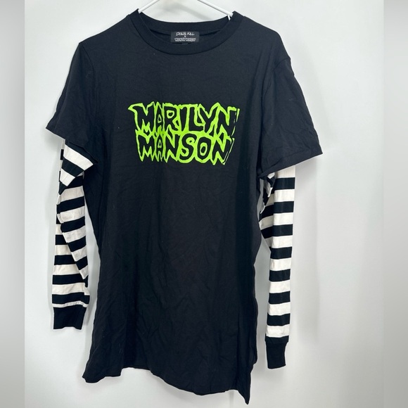 Dolls Kill Tops - Dolls Kill x Marilyn Manson Long Sleeve Logo T-Shirt Sz Small Unreleased New